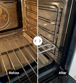 Oven interior before and after professional cleaning